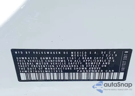 2020 Volkswagen Jetta 1.4T R-Line/1.4T S/1.4T Se z USA, uszkodzony, nr VIN 3VWCB7BU5LM011915